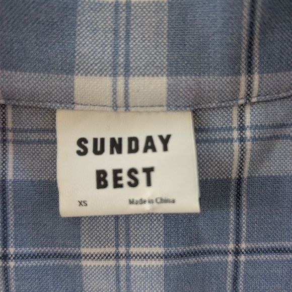 Aritzia Sunday Best Tuesday Shirt Blue Plaid Women's XS - Picture 4 of 6